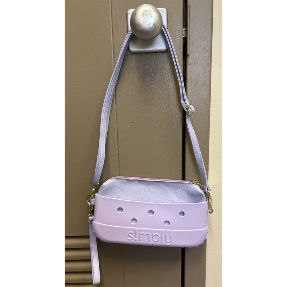 Simply Southern Flamingo Lilac Logo Rubber Crossbody Wristlet Bag Purse - Picture 2 of 12